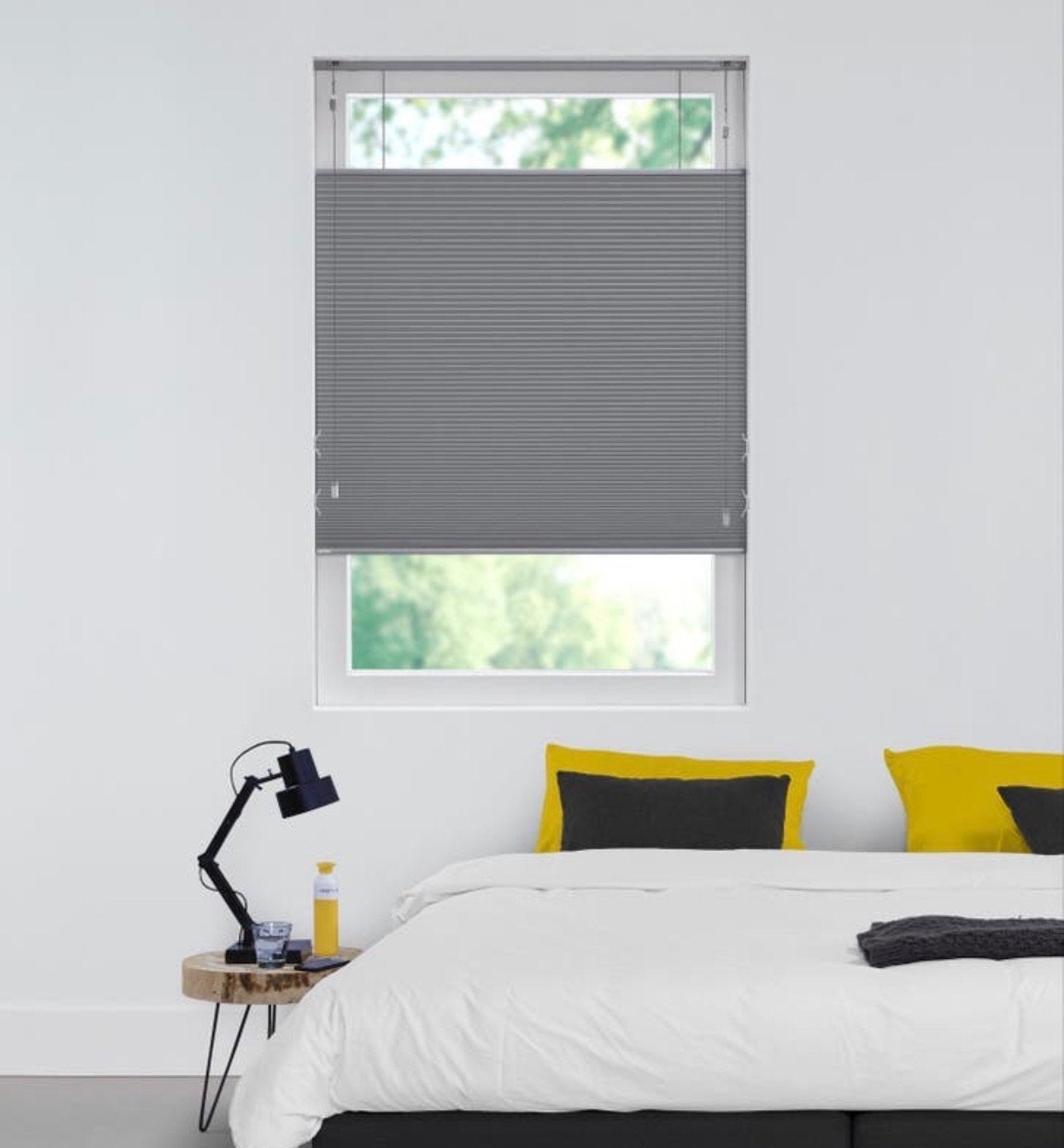 Veneta Plisségordijn Sky Gray 148x141 cm, Huis en Inrichting, Overige merken, Ophalen of Verzenden, Zo goed als nieuw, Grijs