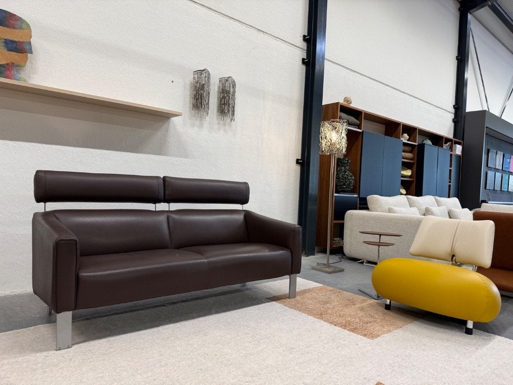Als nieuw Leolux Patachou 2,5 Zits Bank bruin leer, Huis en Inrichting, Leolux, Info@leolux.nl, 150 tot 200 cm, Tweepersoons
