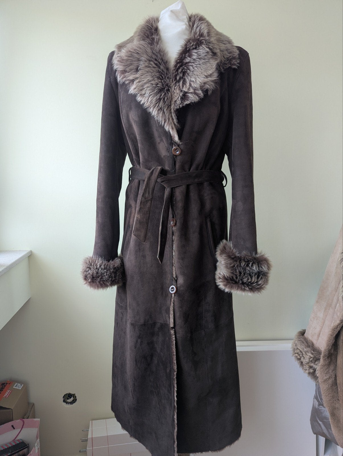 redskins Toscaanse lammy lammycoat shearling lange jas XL, Ophalen, Bruin, Maat 46/48 (XL) of groter, Redskins