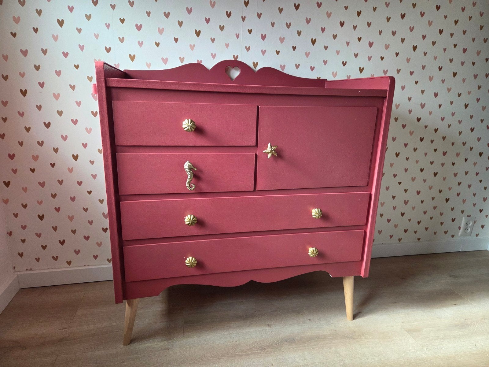 Vintage commode, opgeknapt! Diepte 51cm, Breedte 96cm, Ophalen, 50 tot 70 cm, Voetruimte, 100 cm of meer
