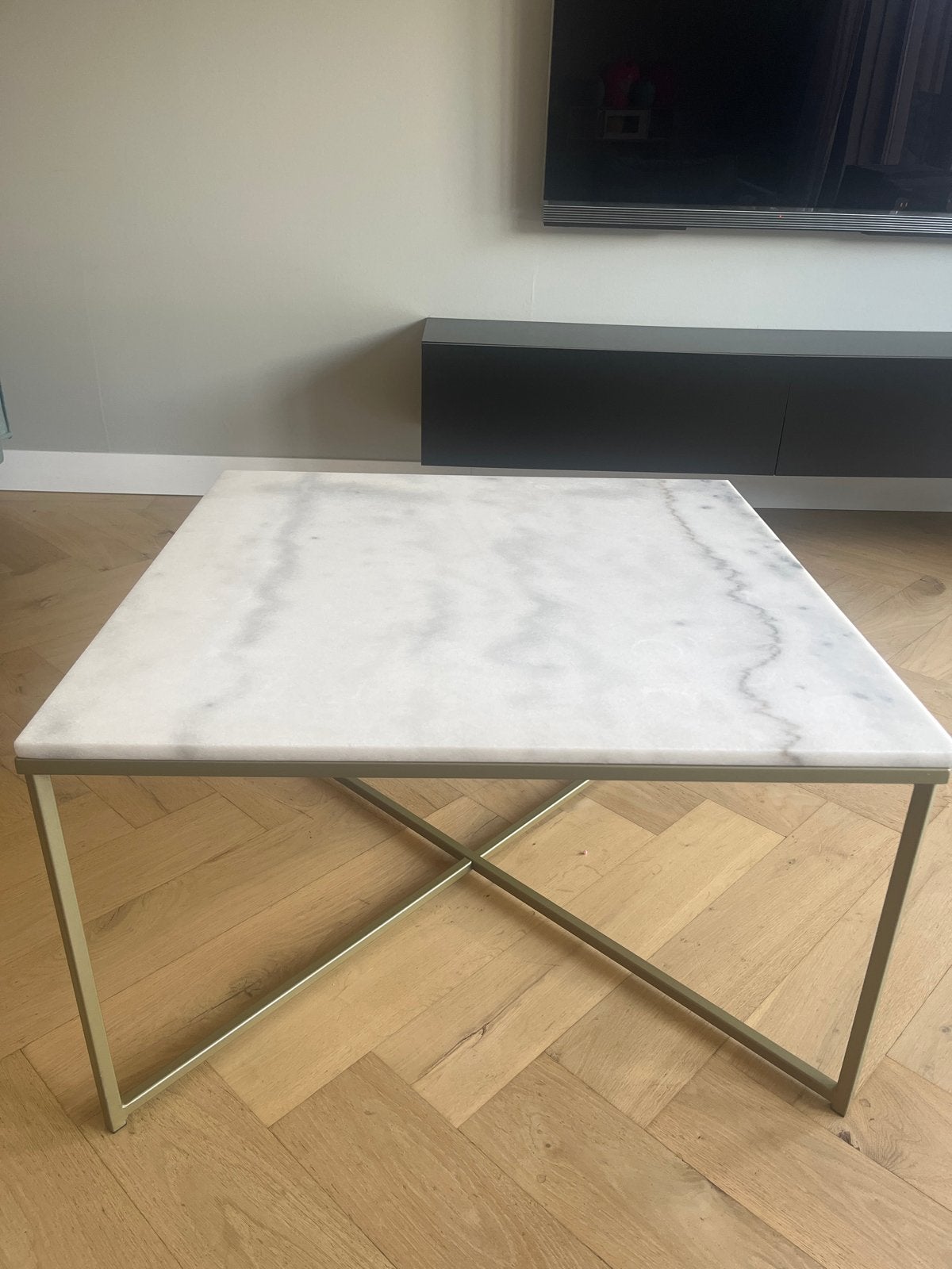 Salontafel met stenen blad - 80x80 cm, Ophalen, Overige materialen, Gebruikt, Vierkant