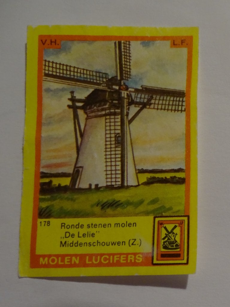 Ronde stenen molen   DE LELIE    MIDDENSCHOUWEN   Z, Verzenden, Zo goed als nieuw, Luciferdoosjes of -merken