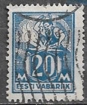 ESTLAND 20 M zegel Smid bij aambeeld 1925, Verzenden, Overige landen, Gestempeld