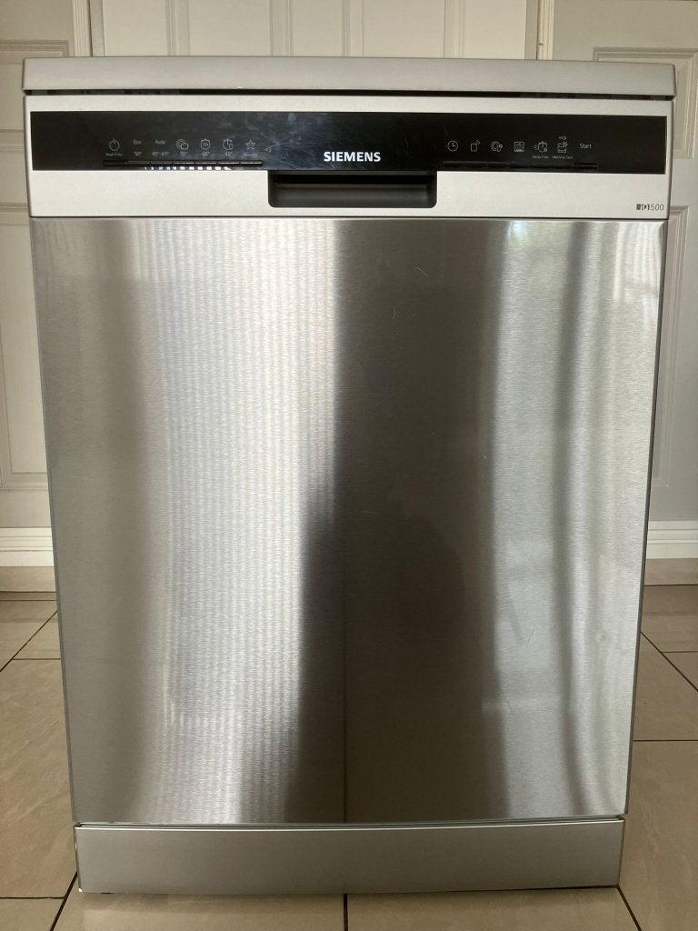 Nette RVS Siemens iQ500 vaatwasser | zeolith-drytechnologie!, Ophalen, Gebruikt, 85 tot 90 cm, Eco programma