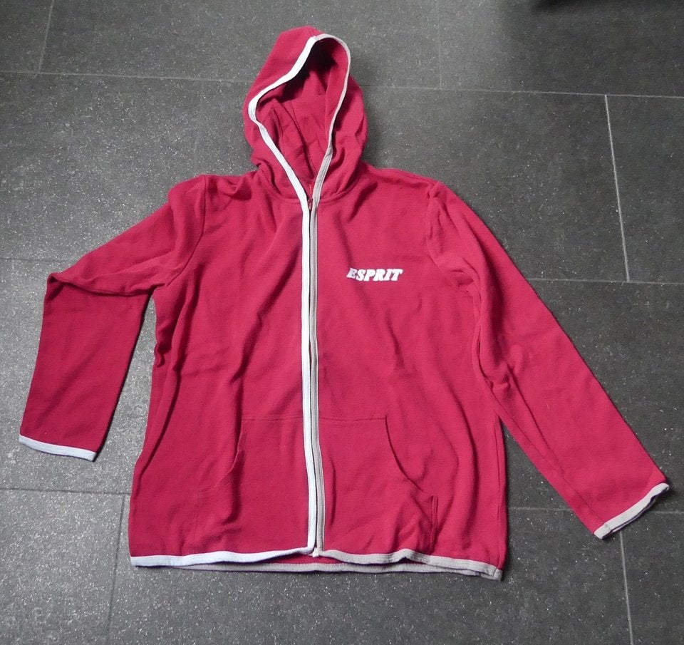 Esprit loungewear vest wijnrood capuchon maat 42, Maat 42/44 (L), Ophalen of Verzenden, Gedragen, Rood