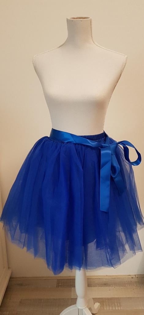 Nieuw kobalt blw petticoat / tule / tutu, 6 lagen + onderrok, Ophalen of Verzenden, Nieuw, Blauw, Boven de knie