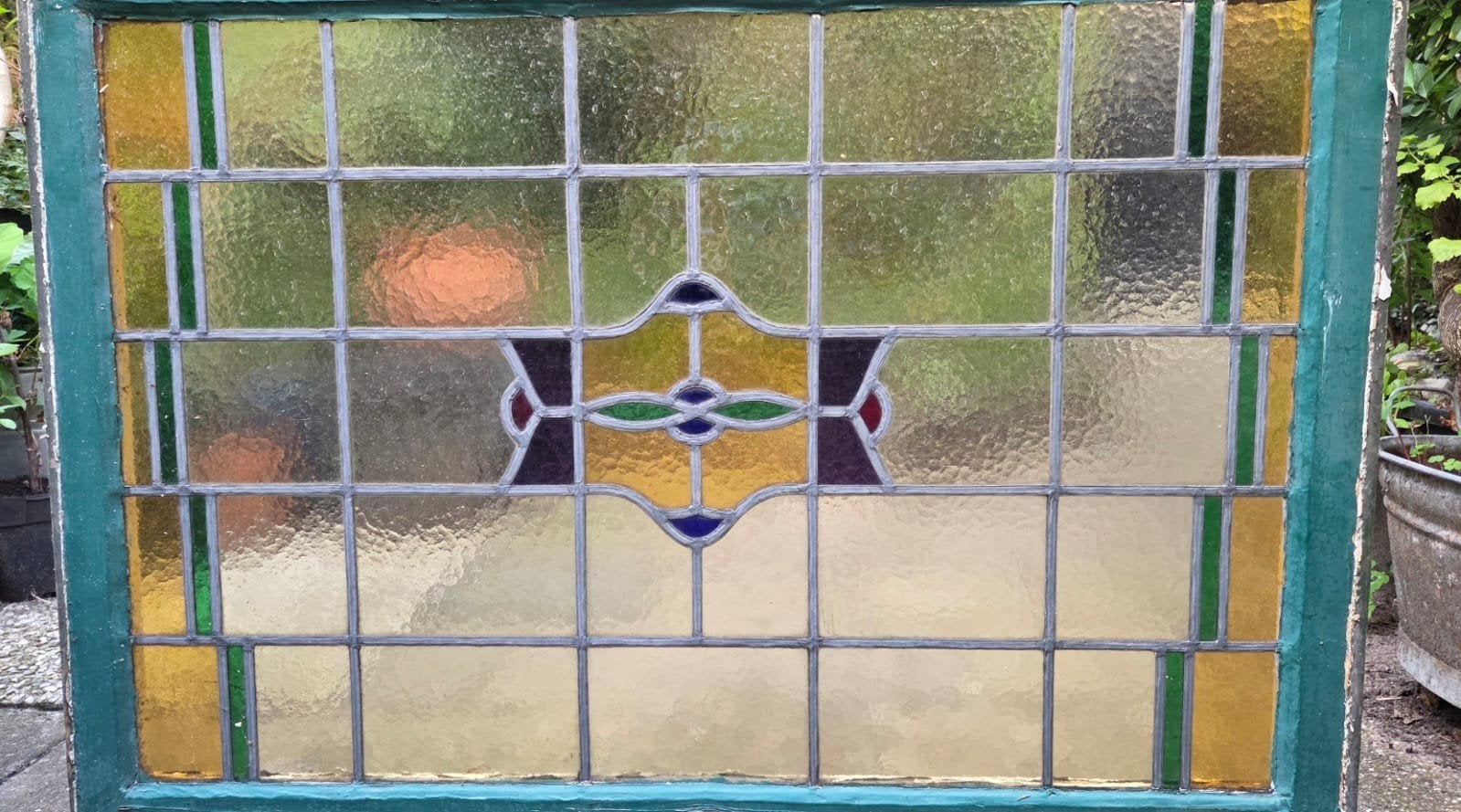 twee identieke glas in lood ramen, Ophalen, Gevelraam of Ruit, Glas in lood, 80 tot 120 cm