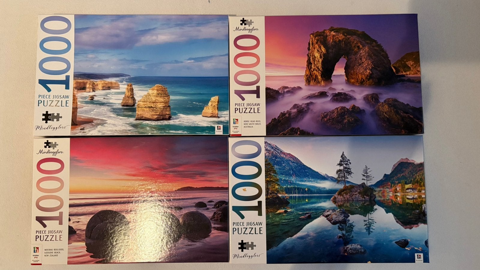 4 Mindboggler puzzels, Ophalen of Verzenden, 500 t/m 1500 stukjes, Gebruikt, Legpuzzel