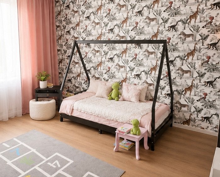 Kinder / peuter bed 80x160 zwart., Ophalen, Eenpersoons, Zwart, 190 cm of minder