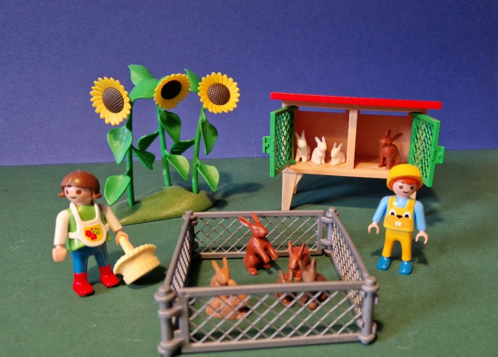3075 Playmobil konijnenhok en kinderen, Gebruikt, Complete set, Ophalen of Verzenden, Figuren