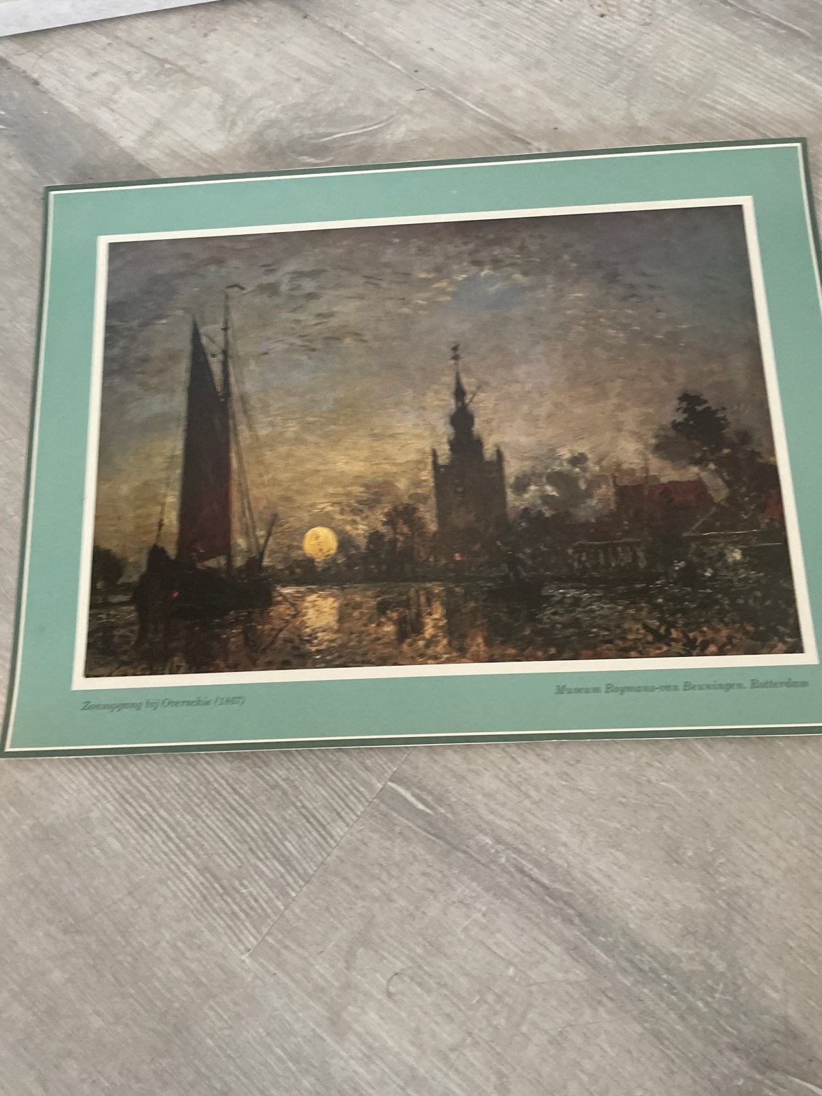 Zonsopgang bij Overschie (1867) - Museum Boijmans-Van Beunin, Antiek en Kunst, Ophalen of Verzenden, Landschap, Klassiek, Print