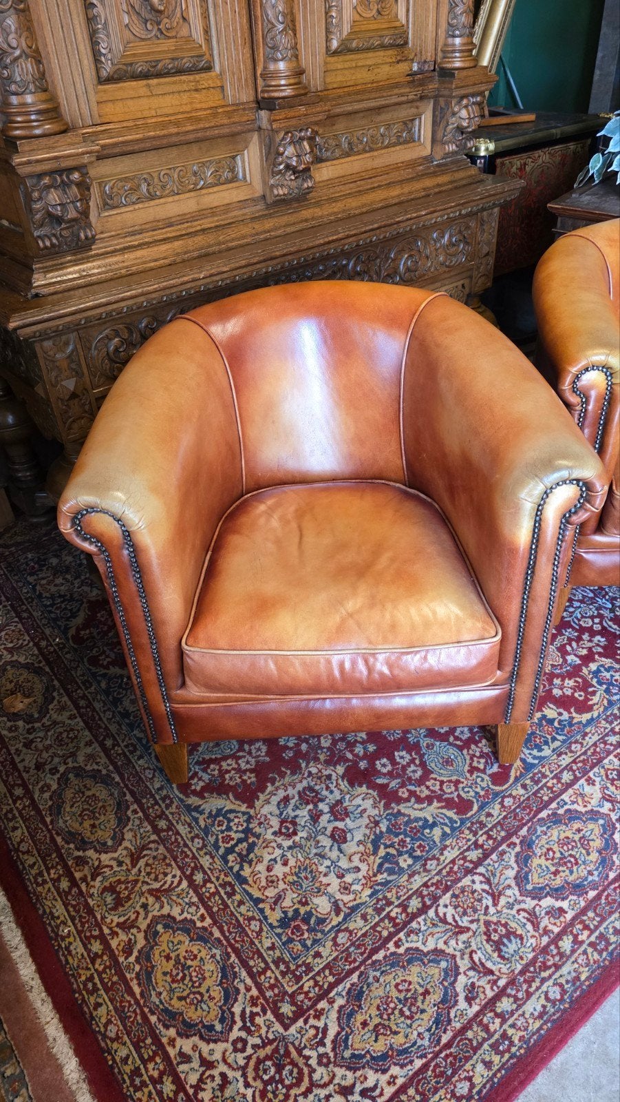 2 super stoere lederen clubfauteuils, Antiek en Kunst, Ophalen