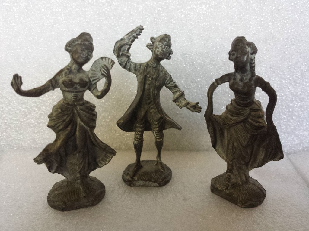 SET oude Tinnen BEELDJES ~ 3 Victoriaanse Miniatuur Figuren, Antiek en Kunst, Ophalen of Verzenden
