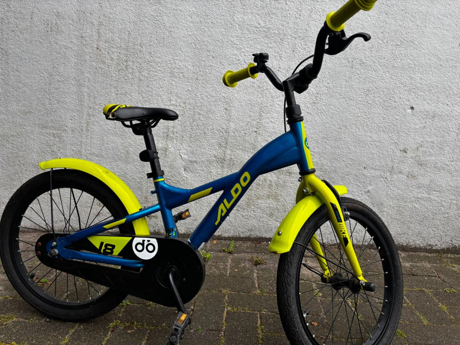 Aldo kinderfiets 18 inch - Blauw/Geel, Ophalen