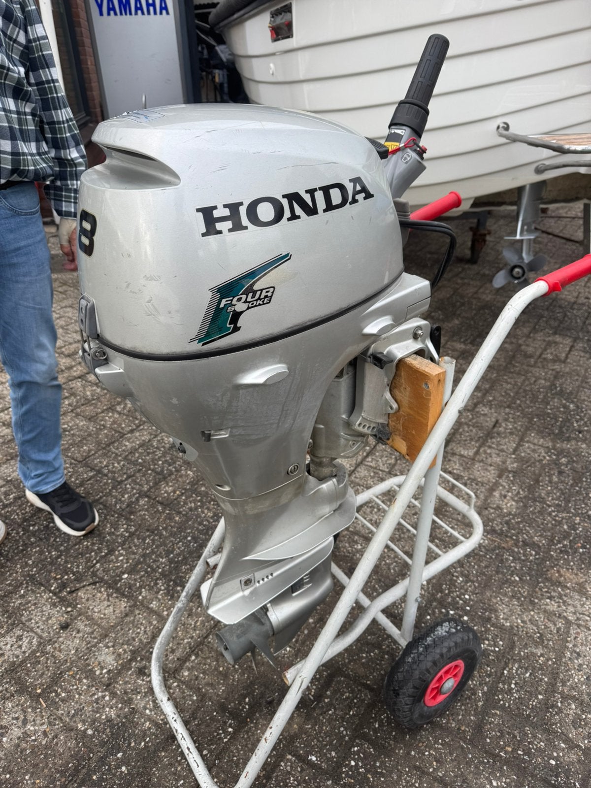 Nette 8 pk honda 4-takt - kortstaart- elektrisch gestart, Watersport en Boten, Ophalen, 5 tot 10 pk, Elektrische start, Zo goed als nieuw