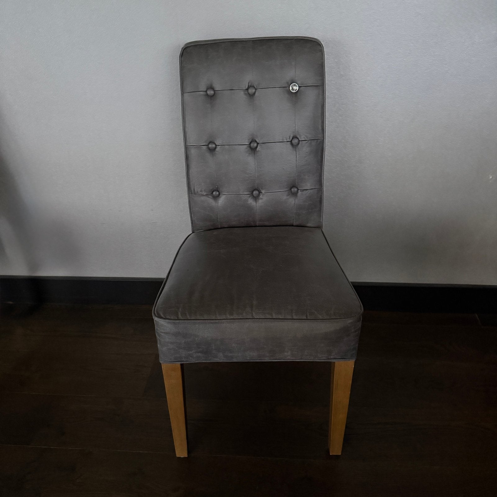 Rivièra Maison Cape Breton eetkamerstoelen - grijs velvet, Huis en Inrichting, Ophalen, Gebruikt, Vijf, Zes of meer stoelen, Modern