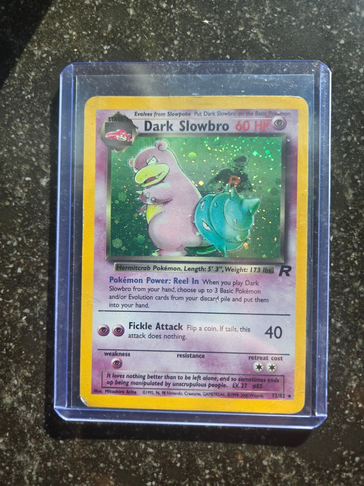 Dark Slowbro 12/82 Team Rocket (1999/2000) Holo Rare Pokémon, Ophalen of Verzenden, Gebruikt, Losse kaart, Foil