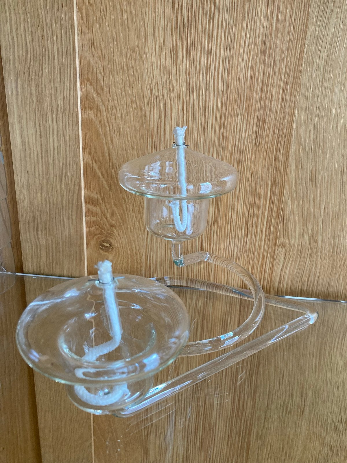 Mondgeblazen glazen kandelaar voor lampolie, Ophalen of Verzenden, Nieuw, Glas, Kandelaar