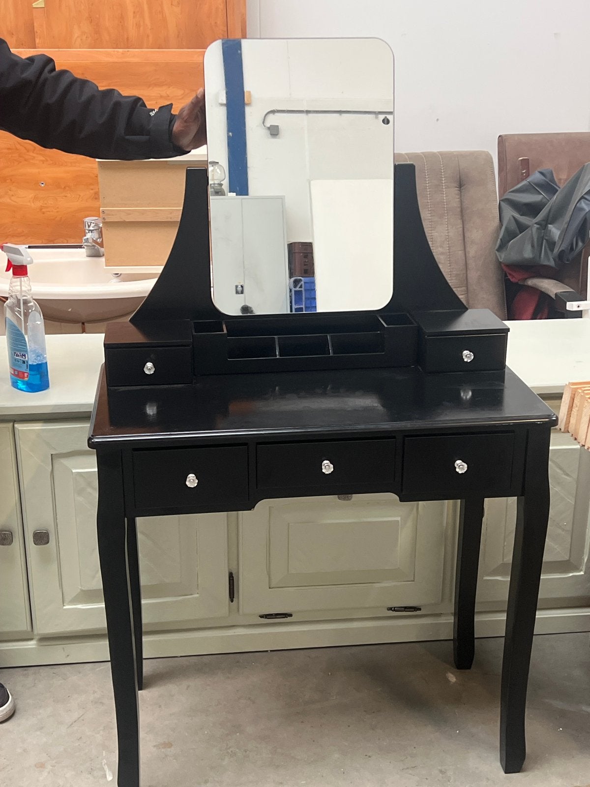 Zwarte kaptafel met spiegel en lades - 80x50x140 cm, Huis en Inrichting, Ophalen, Gebruikt, 100 tot 150 cm, 50 tot 100 cm