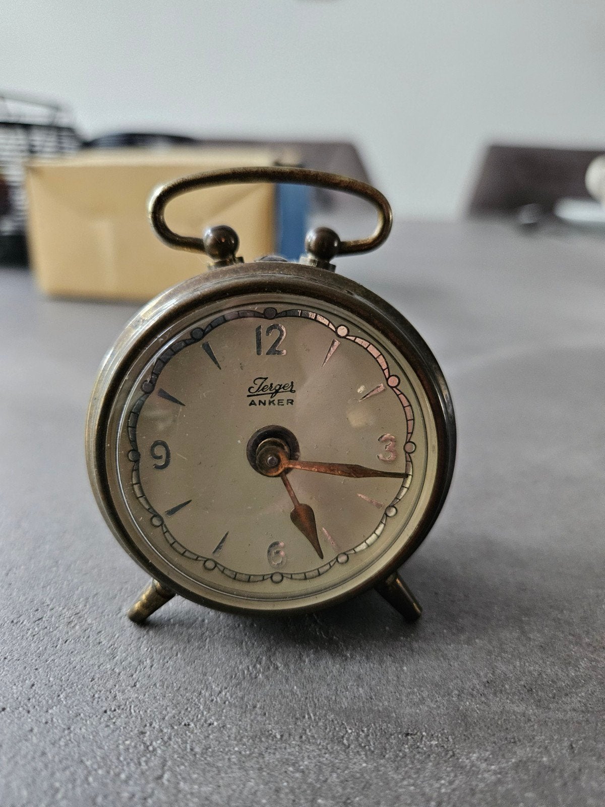 Vintage Jerger Anker mechanische wekker / tafelklok – DL, Antiek en Kunst, Antiek | Klokken, Ophalen of Verzenden