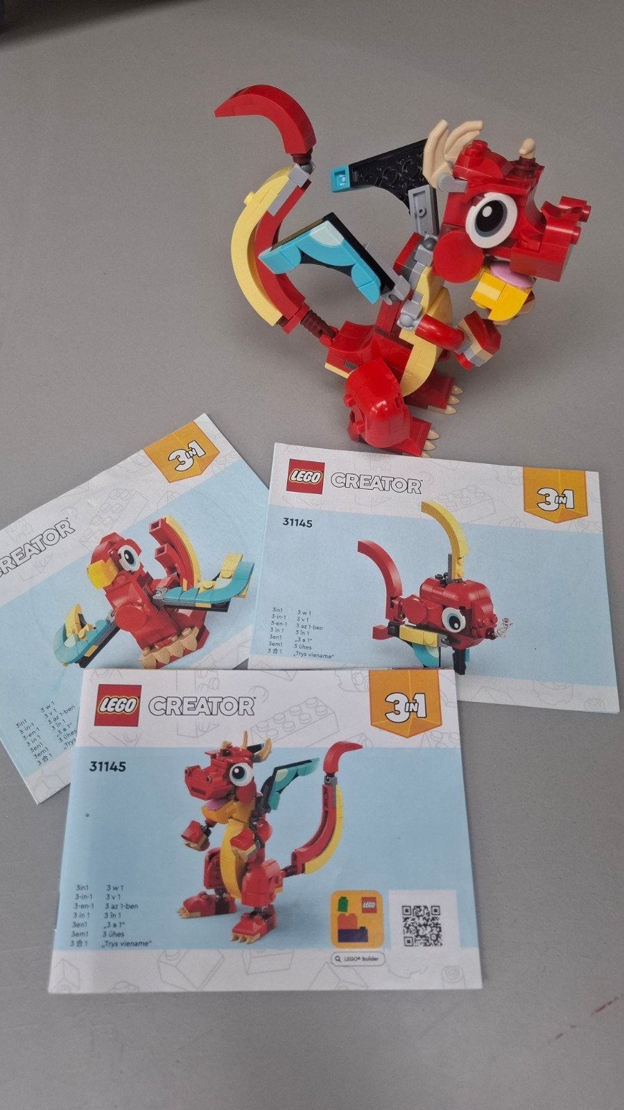 LEGO Creator 3in1 Fantasiedraak 31145 met instructies, Ophalen, Gebruikt, Lego, Compleet