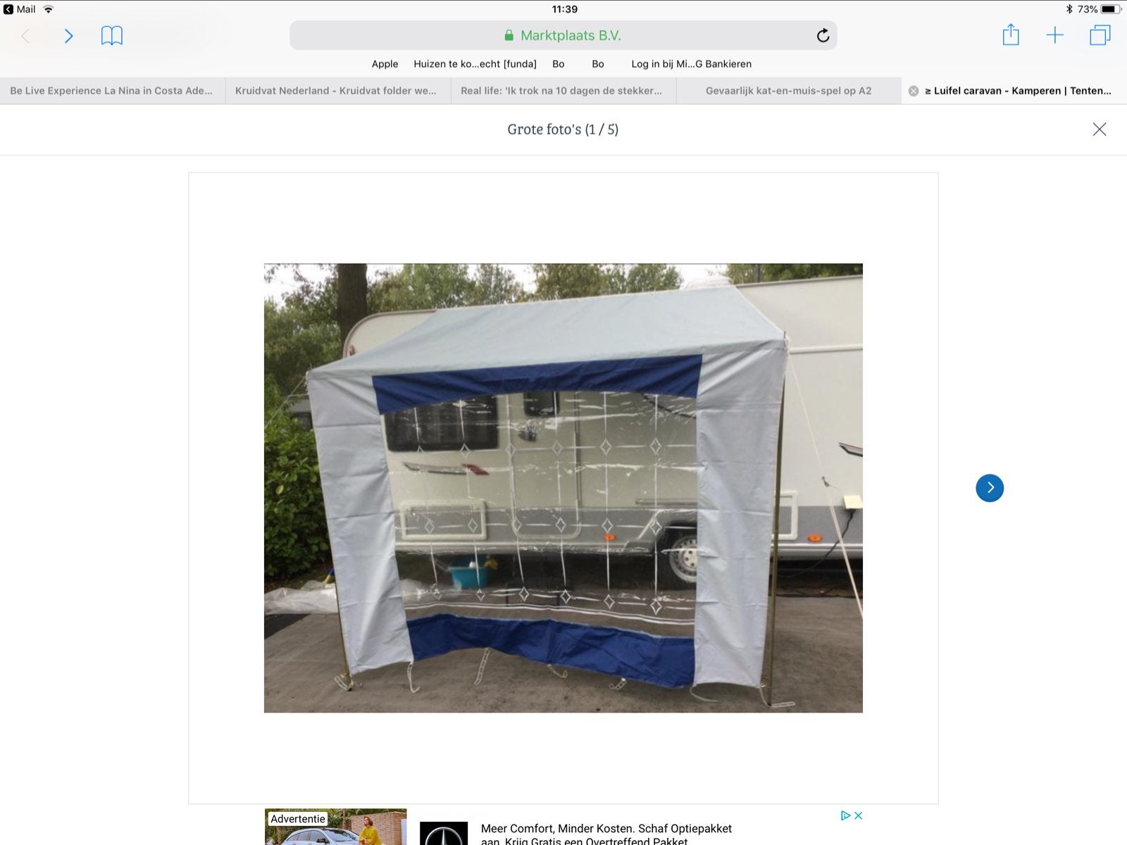 Luifel voor caravan of camper. Nieuw in doos, Caravans en Kamperen, Ophalen of Verzenden, Gebruikt