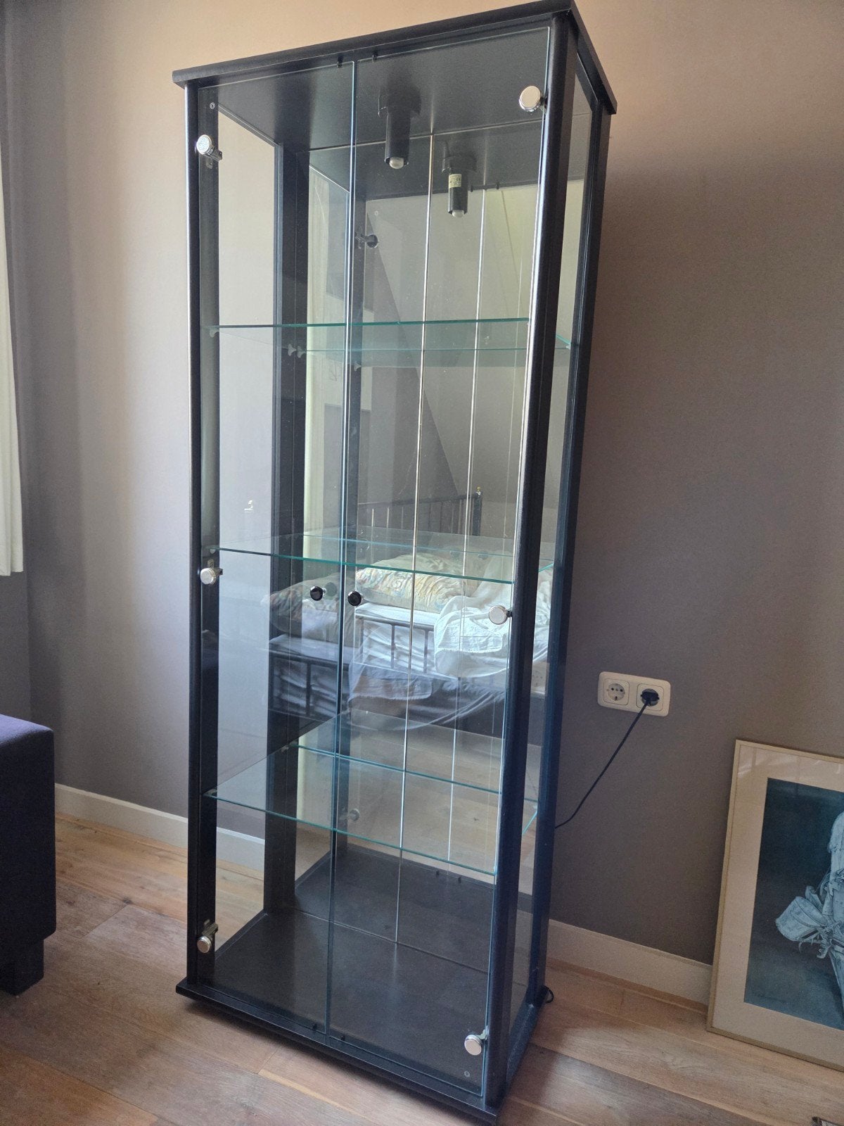 Glazen vitrinekast, Ophalen, 50 tot 100 cm, Glas, 150 tot 200 cm