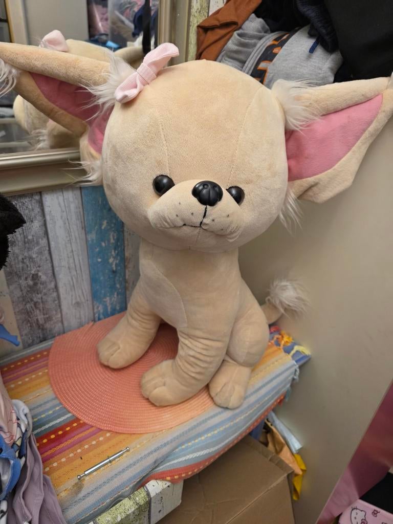 Grote   chihuahua  knuffelhond, 56 cm, Zo goed als nieuw, Middelgroot (20 tot 80 cm), Beige, Hond