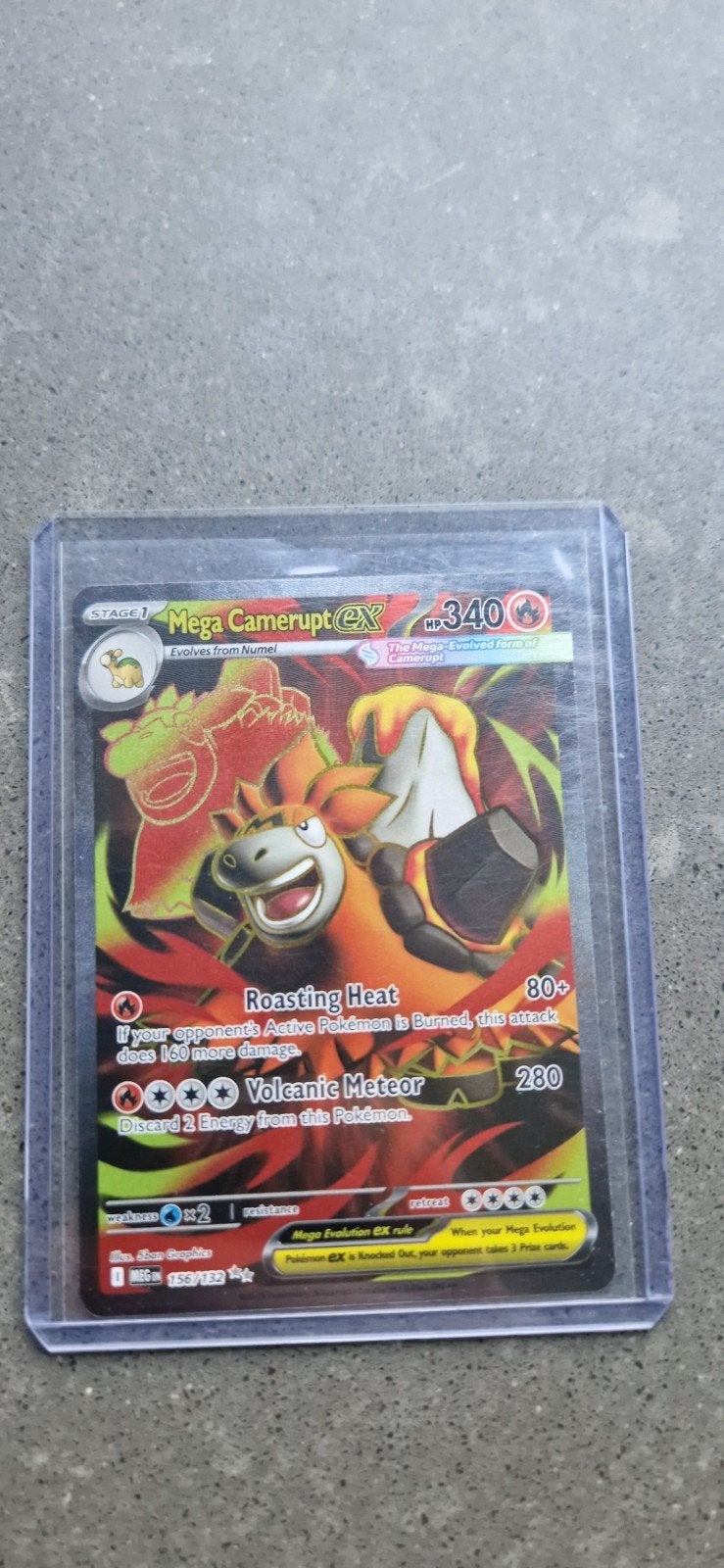Mega Camerupt EX Pokémon Kaart 156/132, Ophalen of Verzenden, Zo goed als nieuw, Losse kaart, Foil