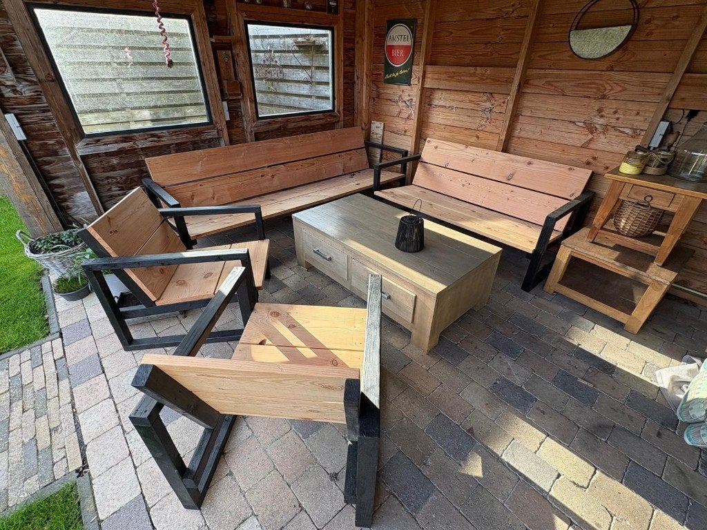 Handgemaakte loungeset van douglas hout, Ophalen, Nieuw, Loungeset, Bank