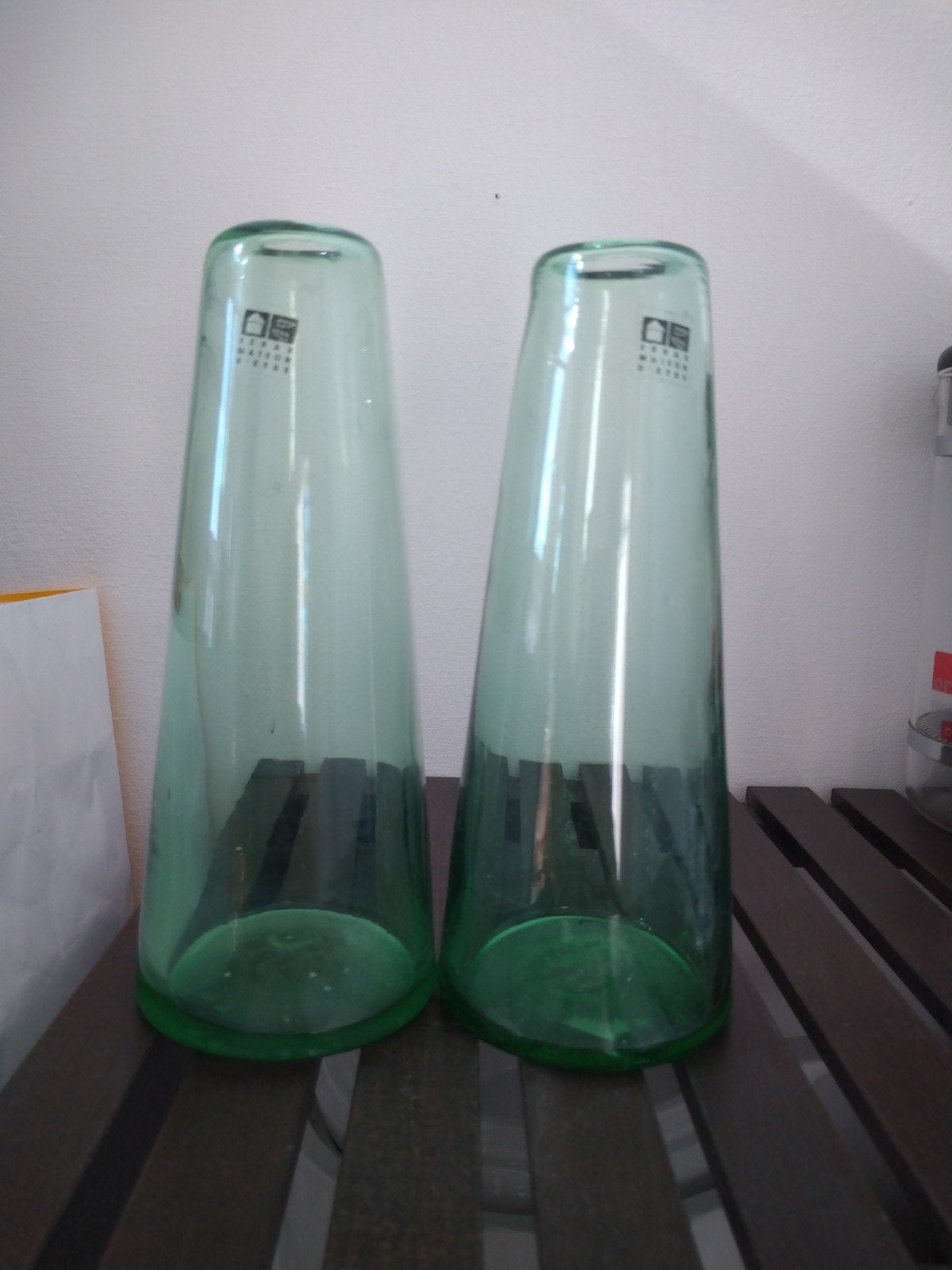 Twee groene glazen vaasjes van serax setprijs, Ophalen of Verzenden