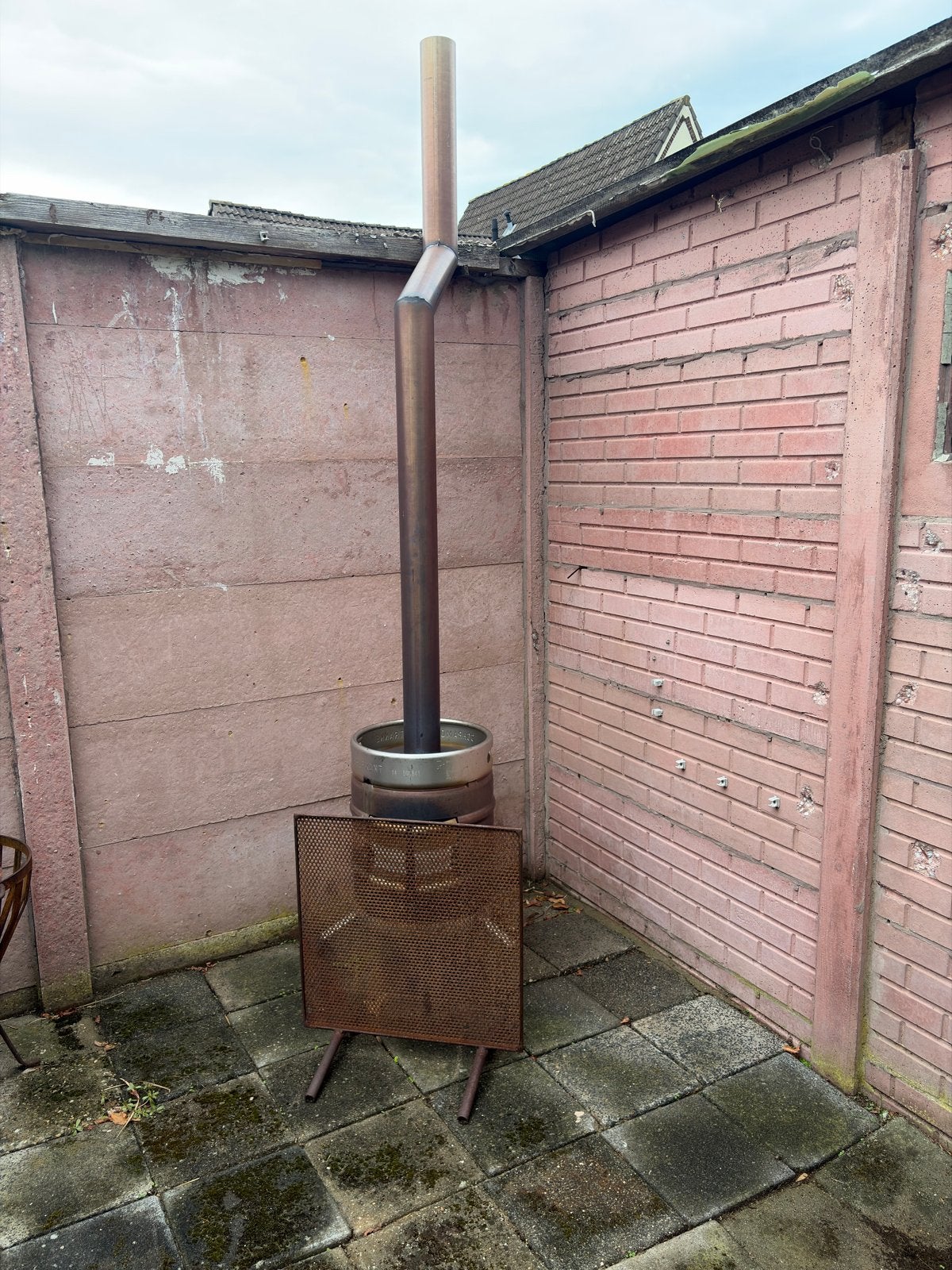 Buitenkachel RVS BIERVAT met hout, Tuin en Terras, Vuurkorven, Ophalen, Gebruikt, Vuurton