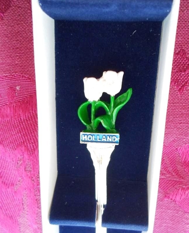 Lepeltje Holland. Tulpen. 3D. Nieuw in doos., Verzilverd, Nieuw, Ophalen of Verzenden, Metaal