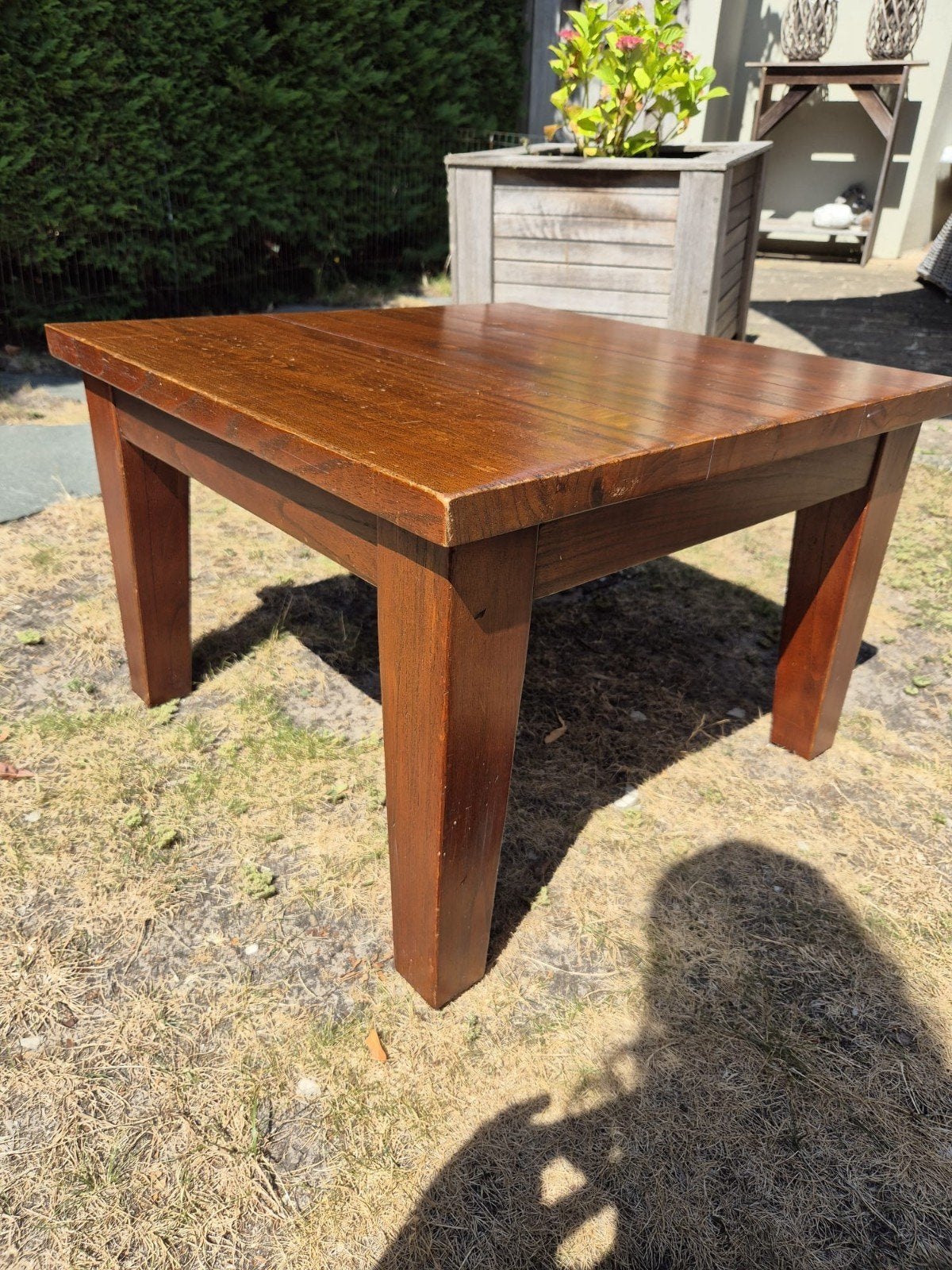 Teakhouten bijzettafel 60 x 60 cm, Huis en Inrichting, Tafels | Bijzettafels, Vierkant, 55 tot 75 cm, Hout, Ophalen