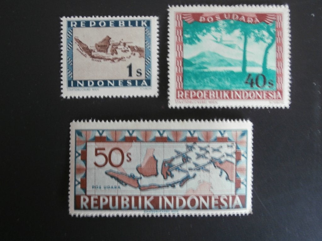 INDONESIE 1949; set (3) WEENSE DRUKKEN, Postzegels en Munten, Verzenden, Postfris, Zuidoost-Azië