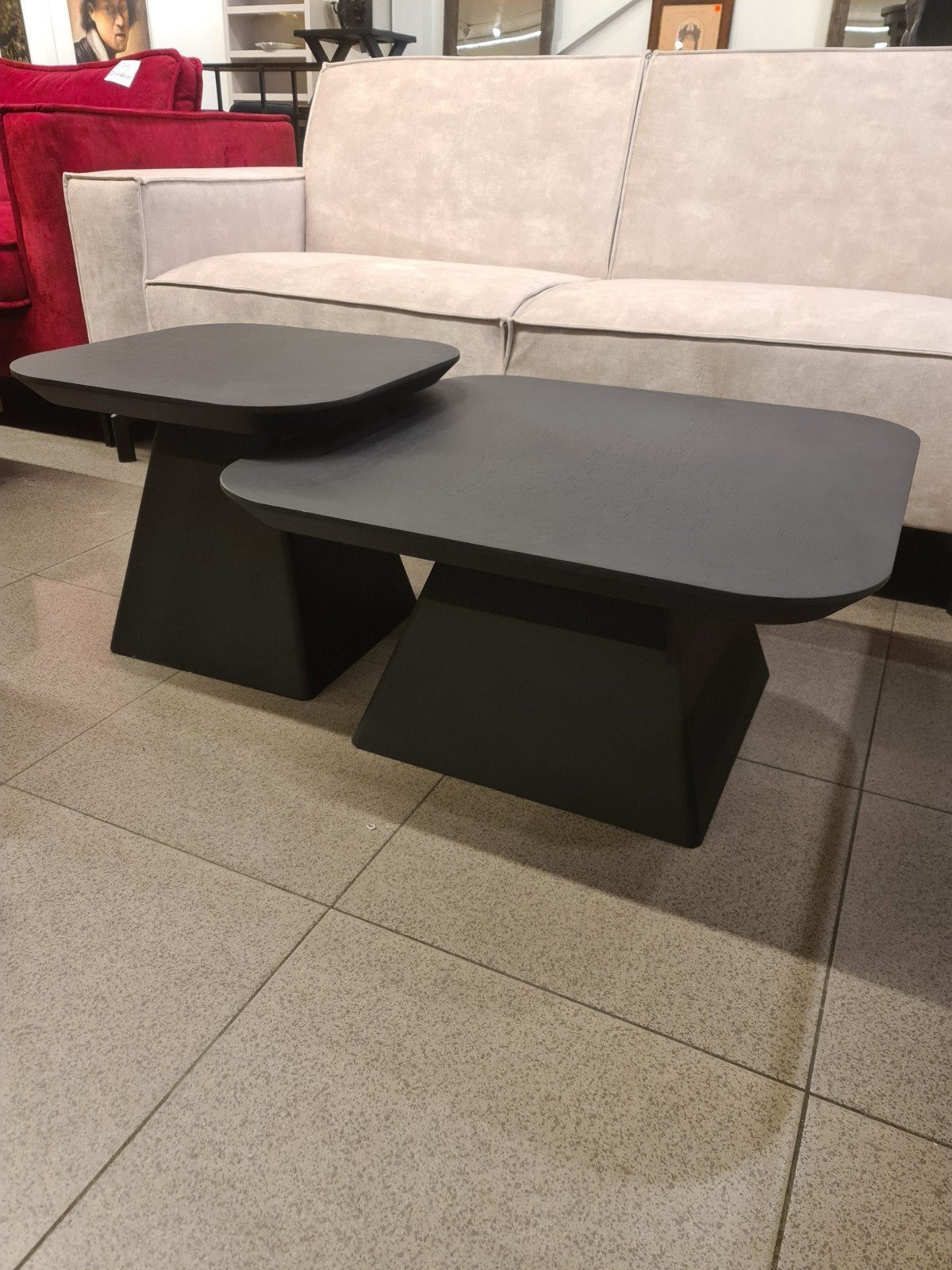 Nieuwe Richmond set salontafels Bonvoy zwart eiken fineer, Ophalen, Hout, Zwart, .