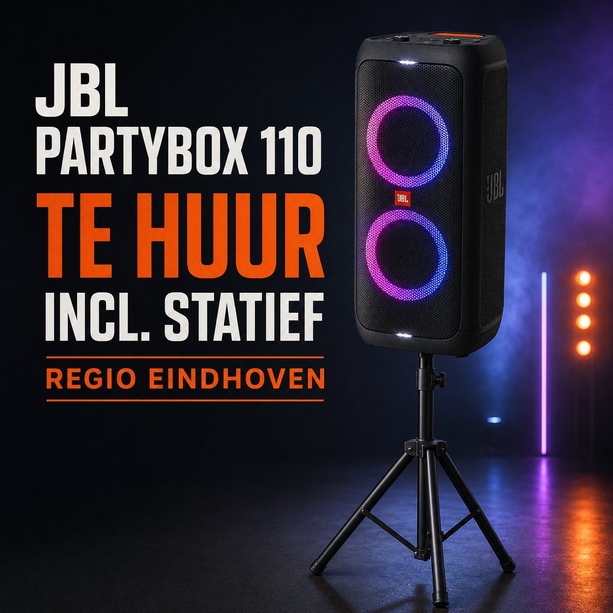 JBL PartyBox 110 te huur + statief | Eindhoven, Ophalen, Zo goed als nieuw, JBL