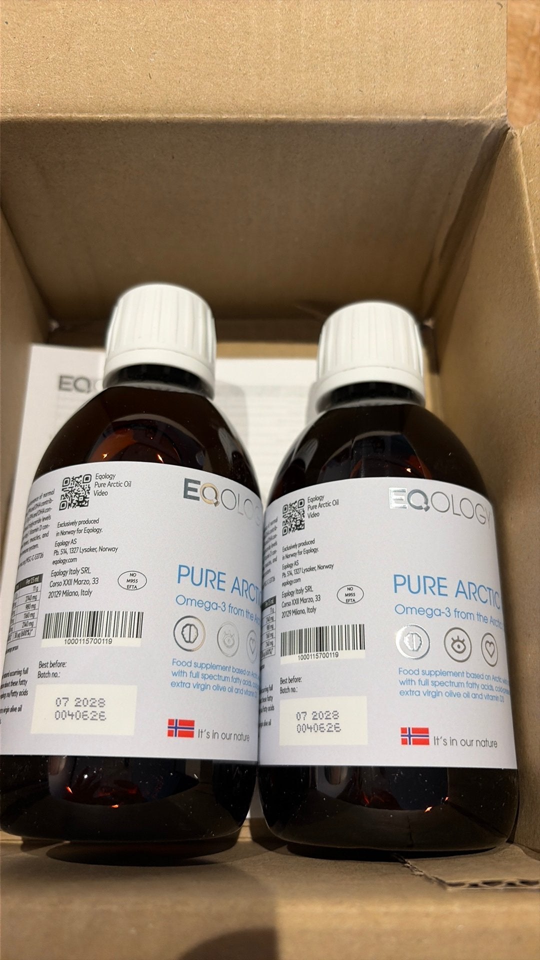 Eqology pure arctic oil omega 3 2 flesjes, Ophalen of Verzenden, Zo goed als nieuw, Poeder of Drank