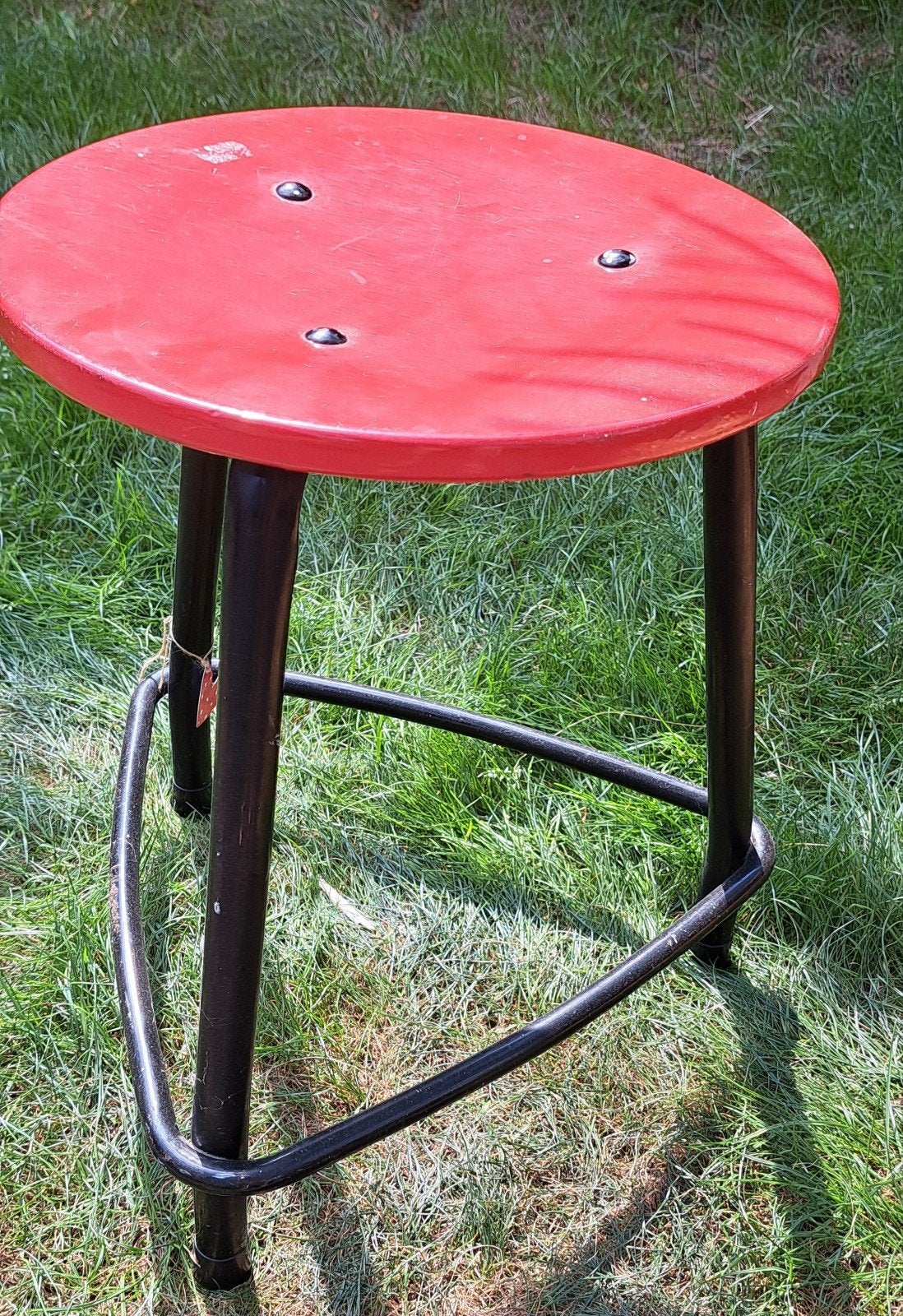 Vintage kruk zwart/rood, Ophalen of Verzenden, Gebruikt, IJzer