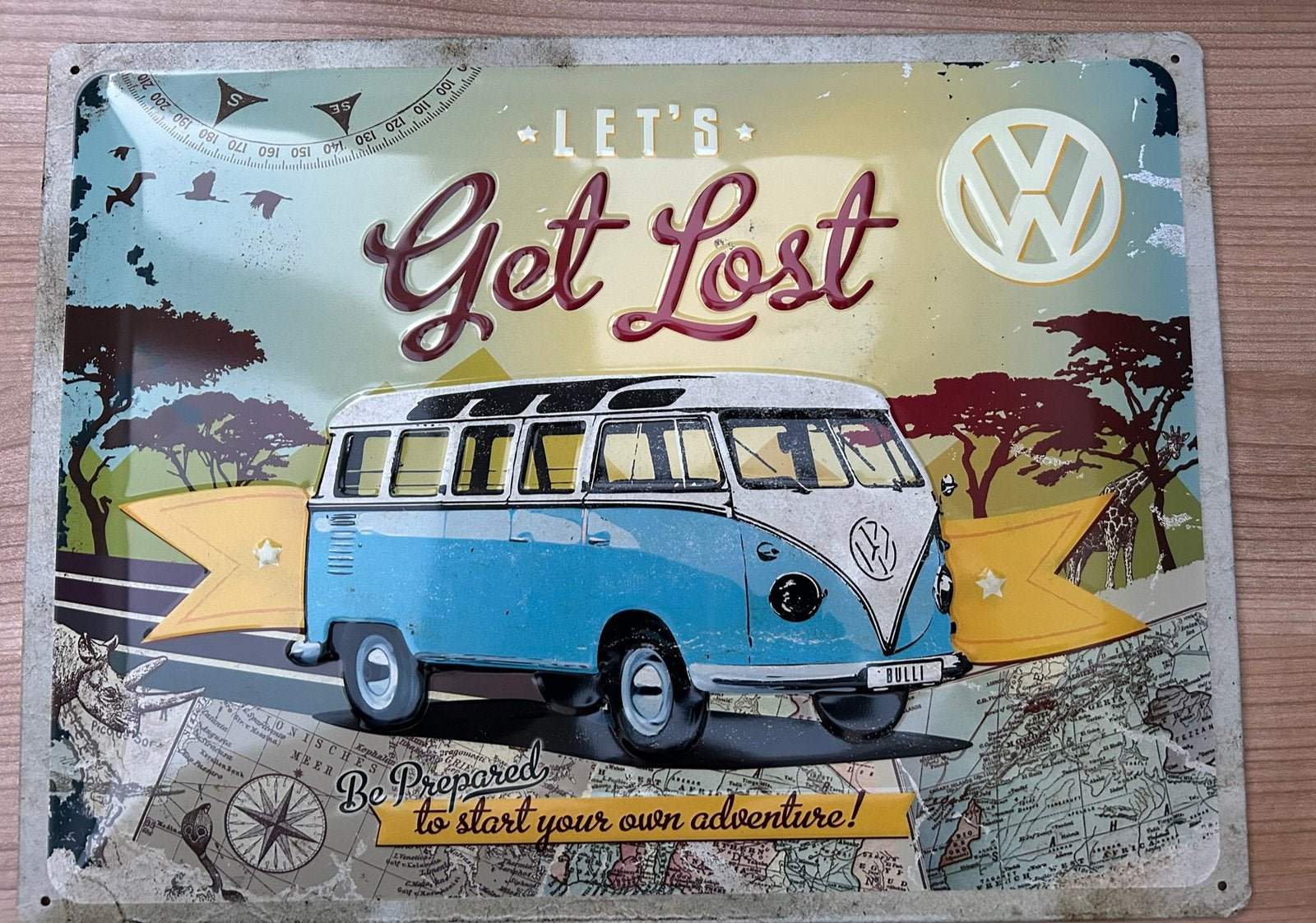 Volkswagen spijlbus Transporter camper wandbord reclamebord, Ophalen of Verzenden, Nieuw, Reclamebord