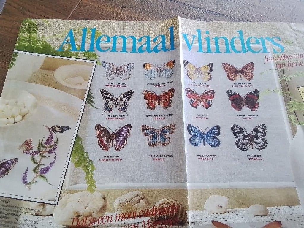 Borduurpatroon allemaal vlinders, alleen de eerste foto, Ophalen of Verzenden, Zo goed als nieuw, Handborduren, Patroon