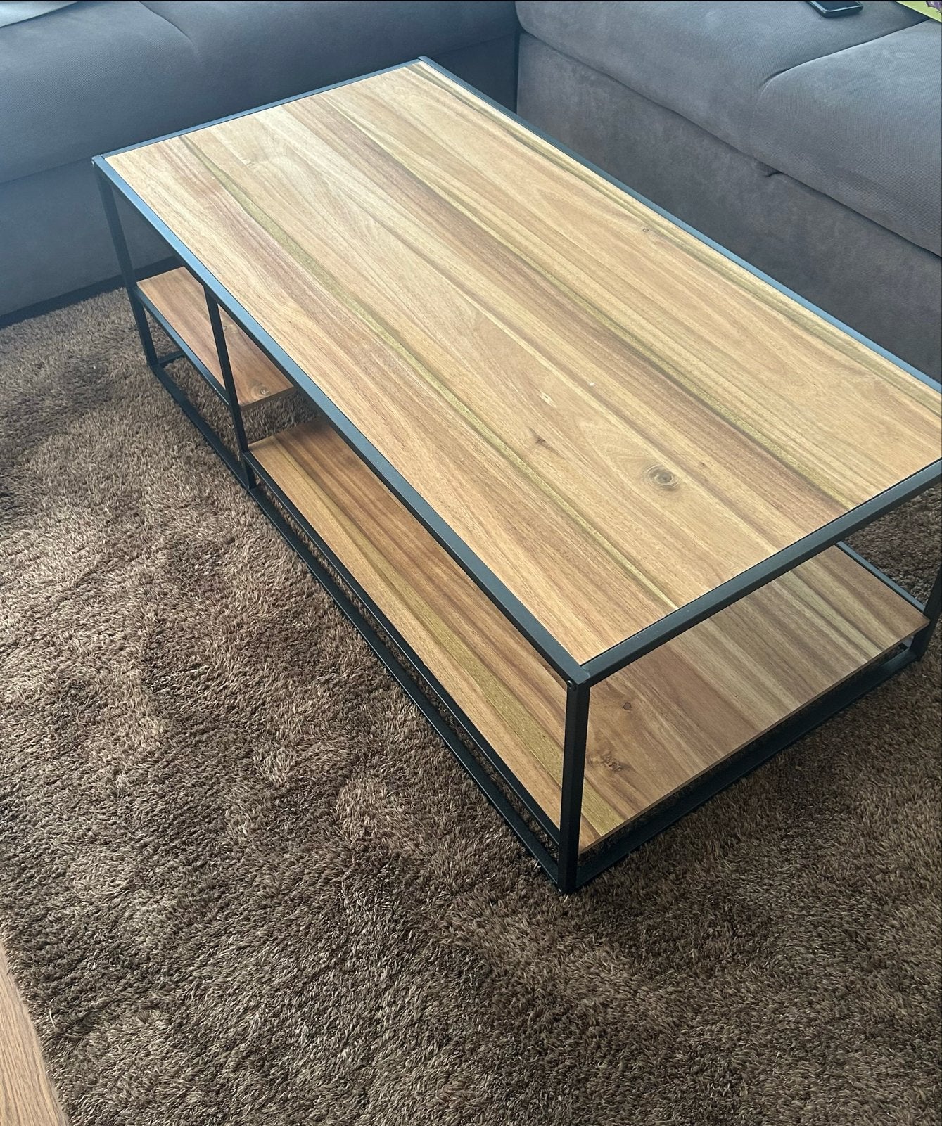 Salontafel 120x60x40 cm - Hout en Metaal, Ophalen, Gebruikt, 100 tot 150 cm, 50 tot 100 cm