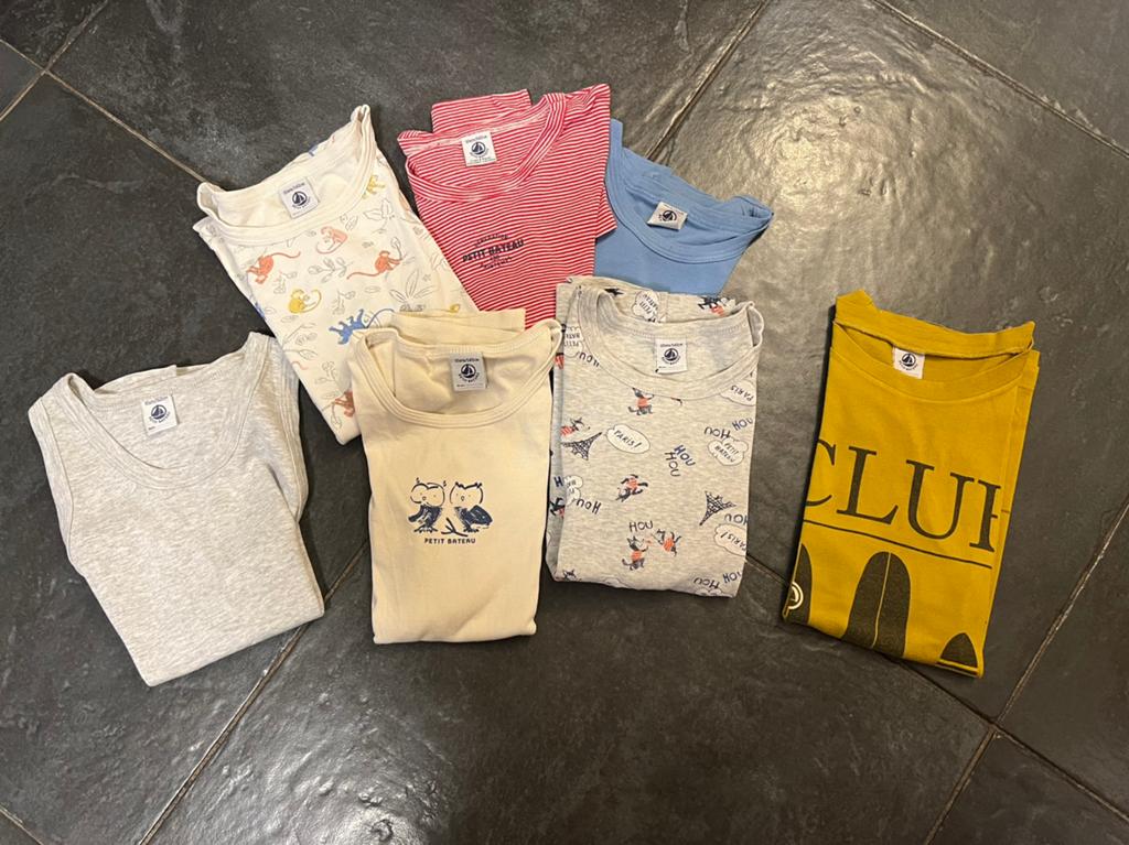 Petit bateau, 6 leuke t-shirts en 1 hemd! Mt 140, Ophalen of Verzenden, Jongen of Meisje