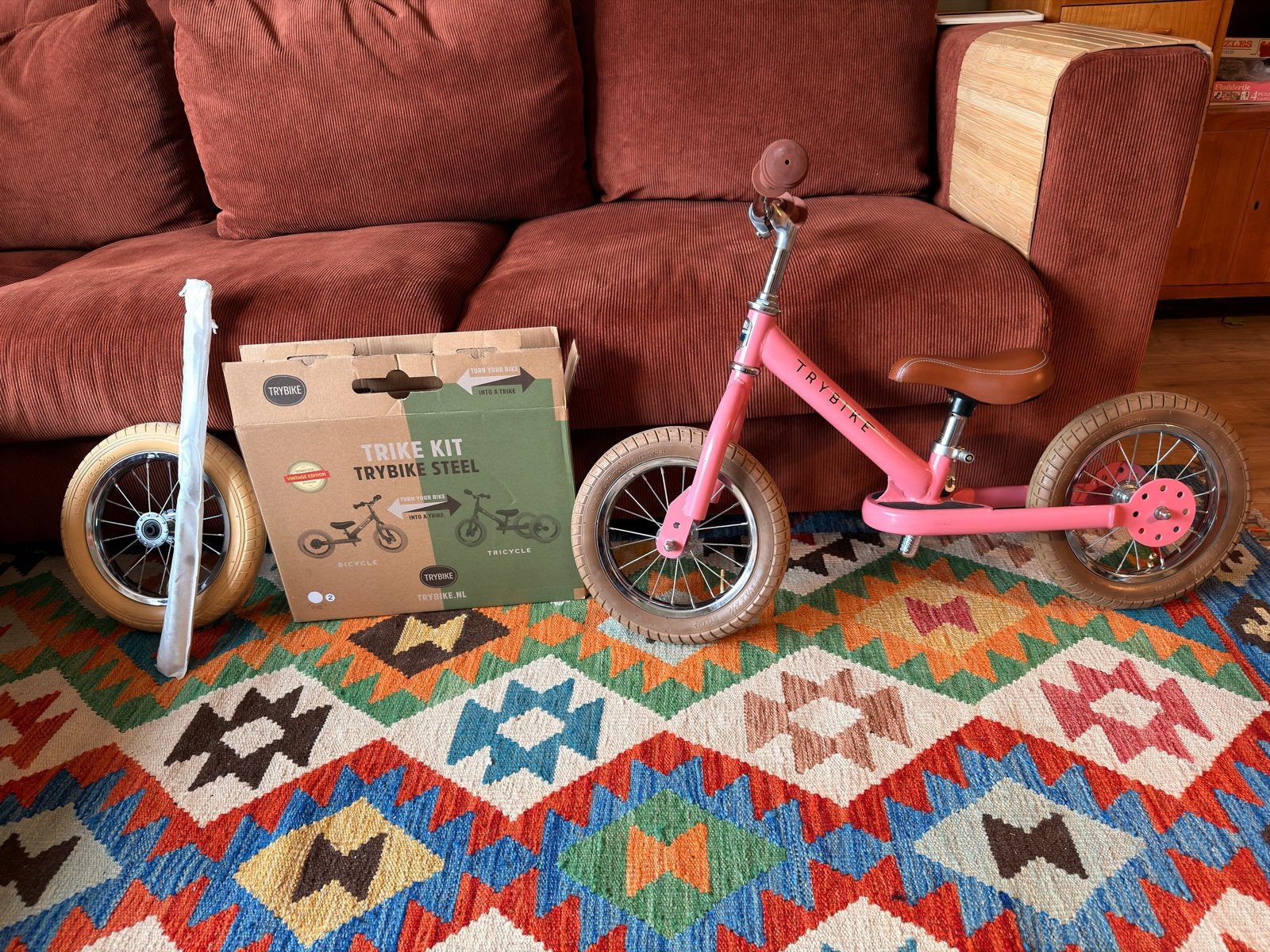 Trybike Steel 2-in-1 loopfiets/driewieler - Roze, Ophalen, Zo goed als nieuw, Minder dan 16 inch