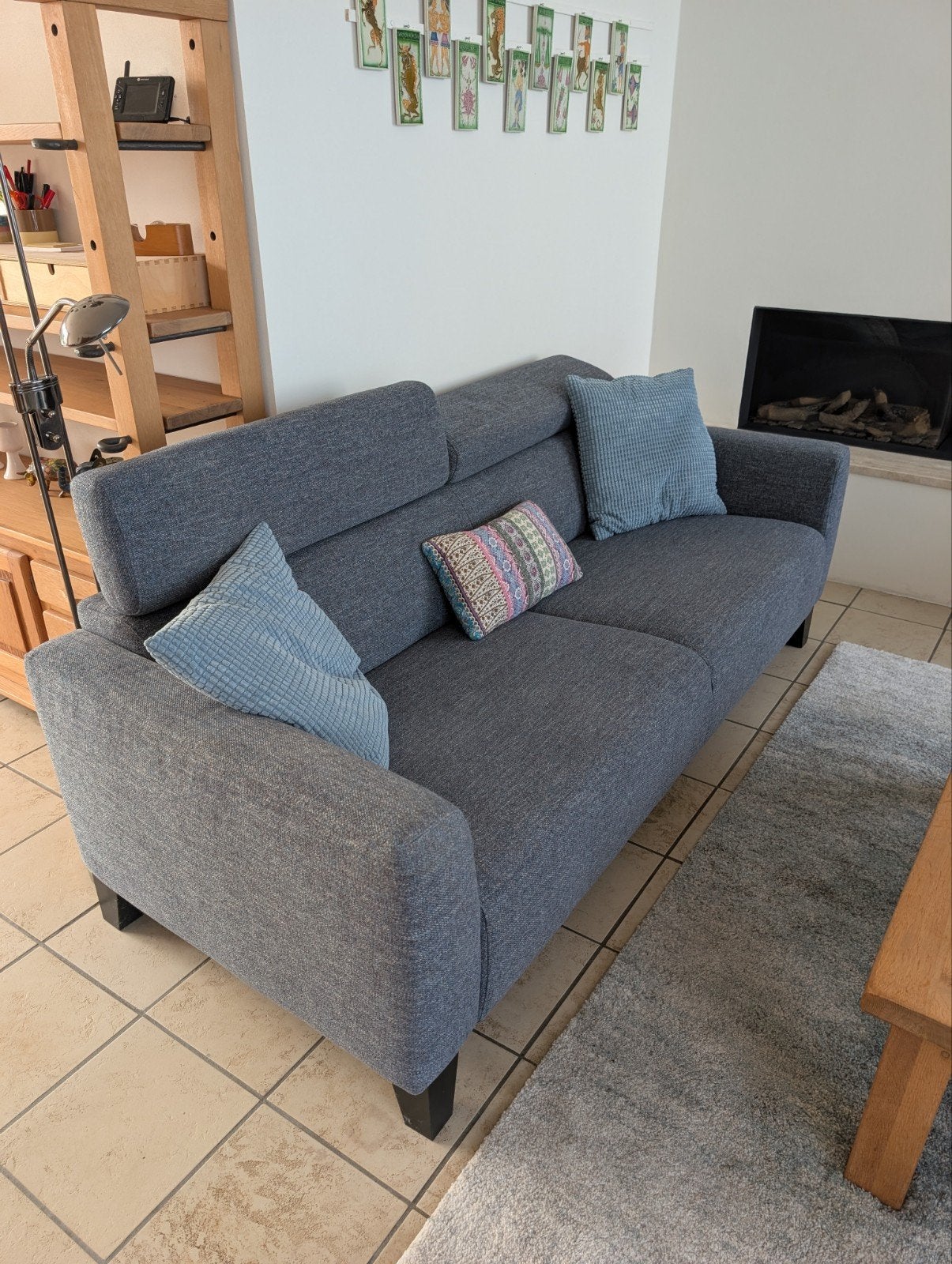 Grijze stoffen bank van Sanders Wonen (BxDxH = 210x90x95), Ophalen, Gebruikt, Driepersoons, 75 tot 100 cm