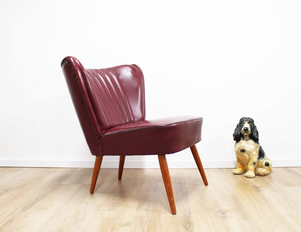 Retro cocktail fauteuil. Rode vintage stoel, opknapper, Huis en Inrichting, Ophalen, O, O, Retro, vintage, mid century, design, cocktail