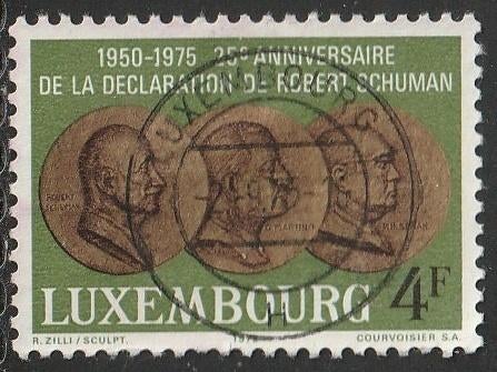 Luxemburg 1975 909 Schuman, Martino, Spaak, Gest, Ophalen of Verzenden, Luxemburg, Gestempeld