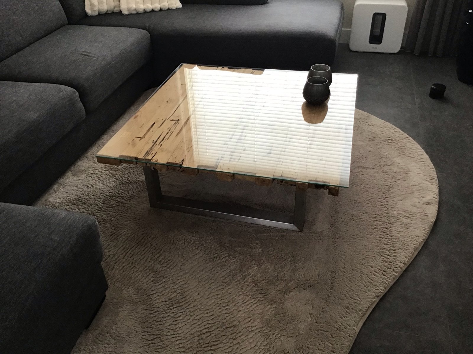 Eettafel met 6 stoelen en Salontafel, Ophalen, 100 tot 150 cm, 200 cm of meer, Zo goed als nieuw
