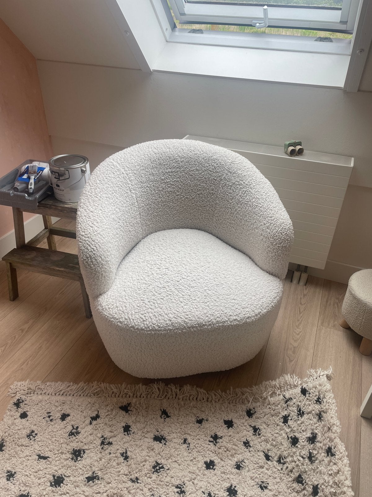 Teddy / bouclé stoel fauteuil, Ophalen, Gebruikt, Overige kleuren, Eén