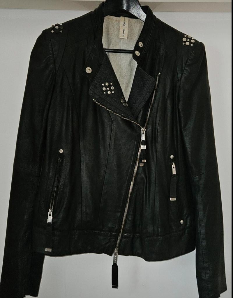 Zgan zwart leren bikerjack van High Use. High., Kleding | Dames, Verzenden, Zo goed als nieuw, Maat 38/40 (M), Zwart
